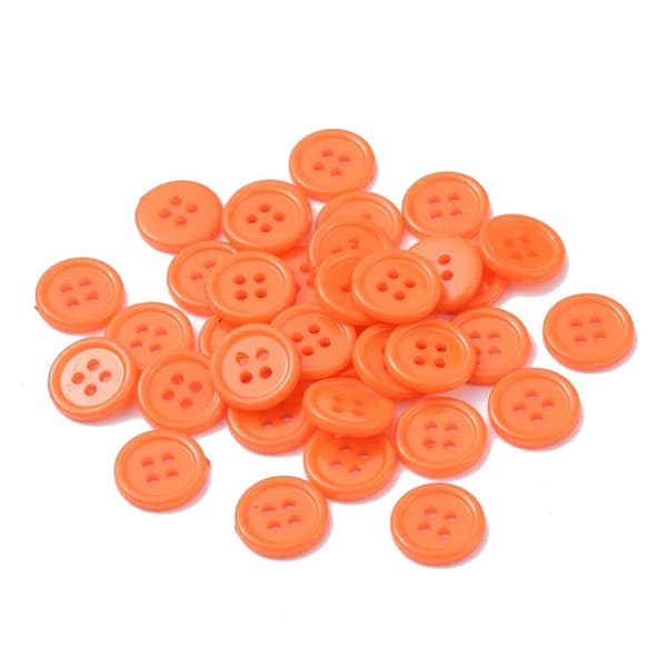 75 orange akryl fina knappar 4 hål 14 mm