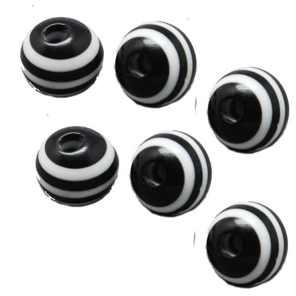 150 zebra design pärlor 6 mm