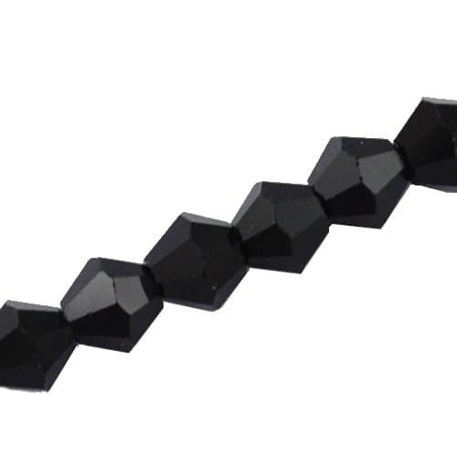 6x6 mm svart bicone i glas