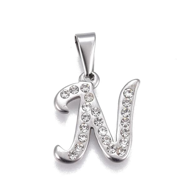 1 st hänge symbol bokstav N strass