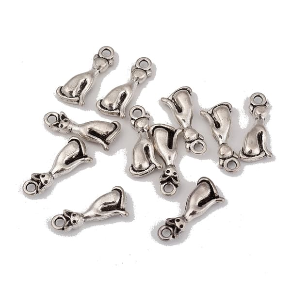 45 st små alloy pärlor katter