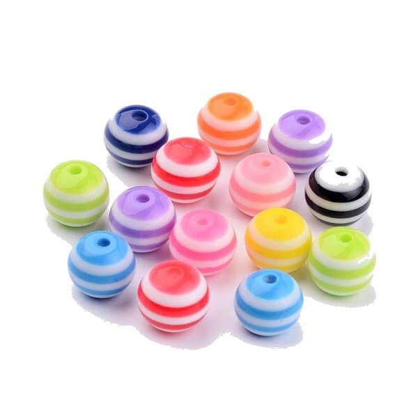 8 mm resin randiga pärlor med mönster 70 st