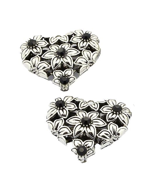 2 pack hängen hjärtan med svart strass