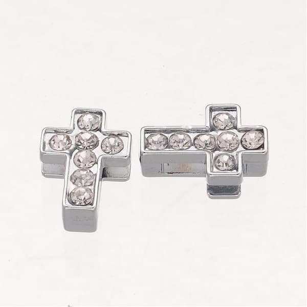 6 st charms kors med strass berlocker