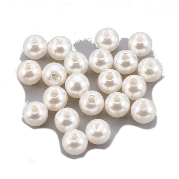 200 gräddvit ivory pärlor 6 mm akryl