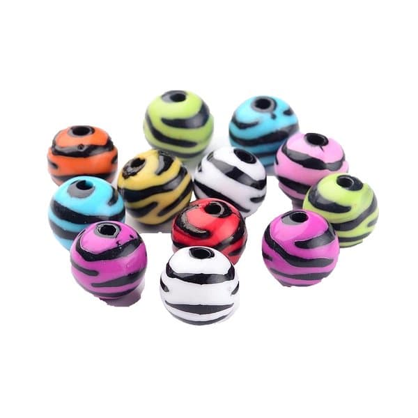 70 st färgmix zebra pärlor 11 mm