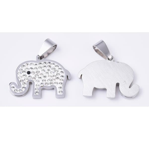 ett hänge söt strass en elefant i stål