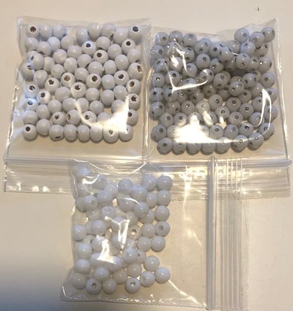 180 runda pärlor vitt mix 6 mm