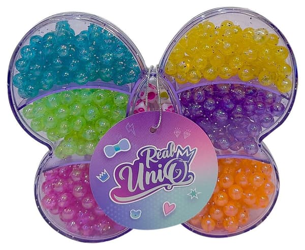 Real UniQ Perlesæt Mini lilla sommerfugl
