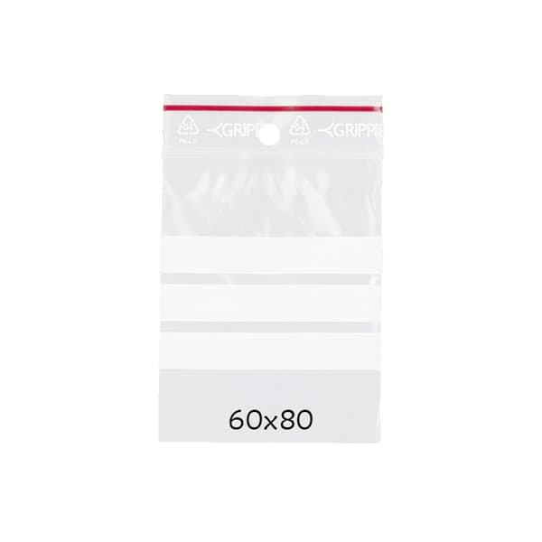 Blixtlåspåse Zippåse - Skrivfält - 60x80 mm - 1000 st