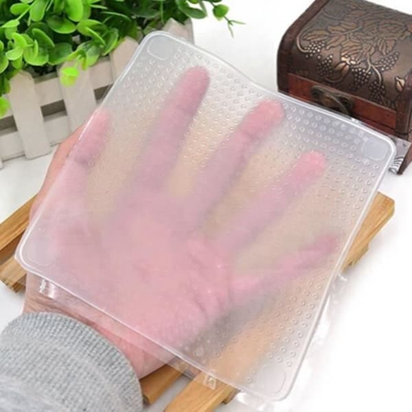 4 st återanvändbar livsmedelsklassad silikon Saran Wrap Cover Seal