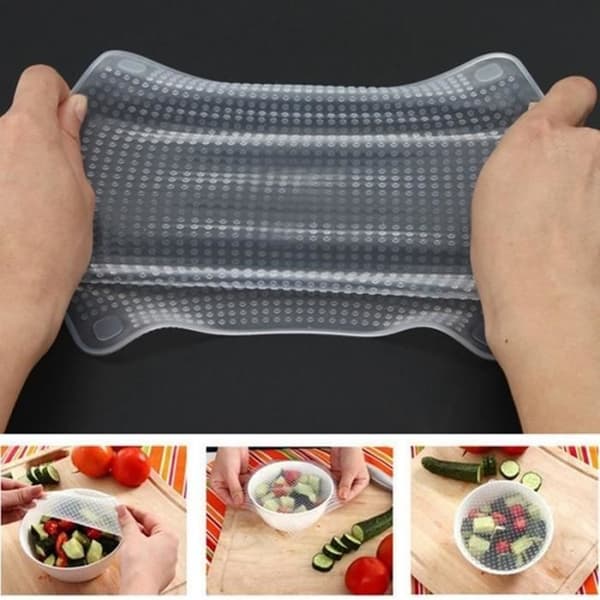 4 st återanvändbar livsmedelsklassad silikon Saran Wrap Cover Seal
