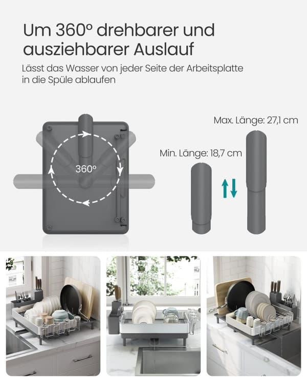 Rootz diskställ - Silvergrå - Rostfritt stål - Plast - 26 kg Kapacitet - (31,7-50,7) x 48,6 x 22,7 cm - Lättvikt 1,8 kg