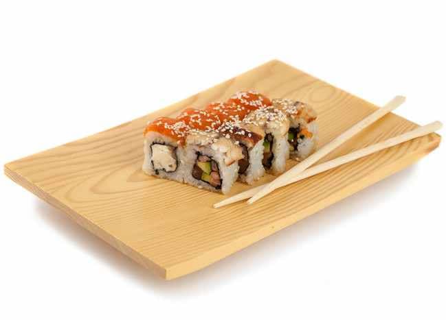 Rektangulärt Sushifat i trä