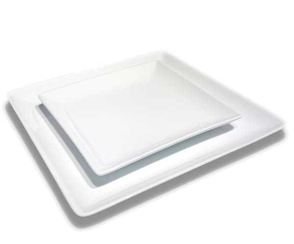 Fyrkantig Porslins Tallrik - Elegant - 6 pack