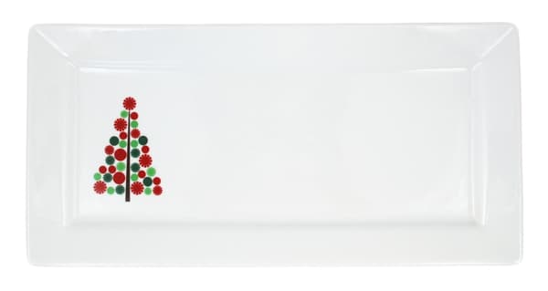 Rektangulær porcelænstallerken/skål Juletræ - 6-pak