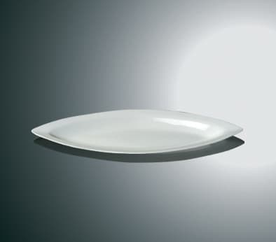 Porcelænsfad / tallerken lang - blad - 3-pak