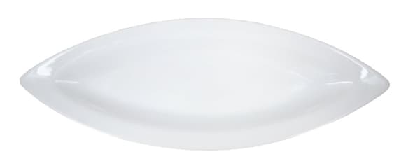 Porcelænsfad / tallerken lang - blad - 3-pak