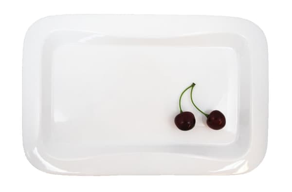 Rektangulär Porslins Tallrik - Bågformad Böjda Kanter - 4 pack