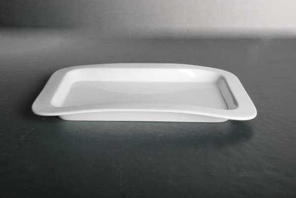 Rektangulär Porslins Tallrik - Bågformad Böjda Kanter - 4 pack