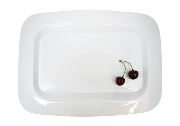 Rektangulær porcelænstallerken Stor bueformet hævet kant - 4-pakning
