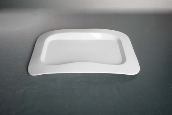 Rektangulær porcelænstallerken Stor bueformet hævet kant - 4-pakning