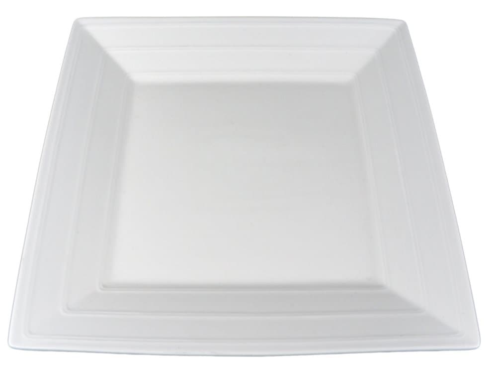 Fyrkantig Tallrik - Detaljerad Kant - 3 Pack