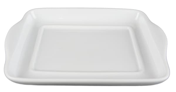 Rektangulær porcelænstallerken med små håndtag - 12 stk.
