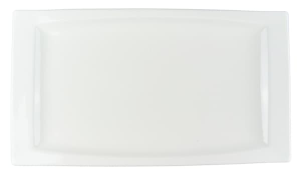 Rektangulær porcelænstallerken - blødt formet - 4-pakning