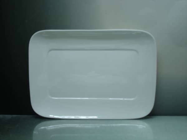 Aflang porcelænstallerken - afrundede kanter - 6 stk.