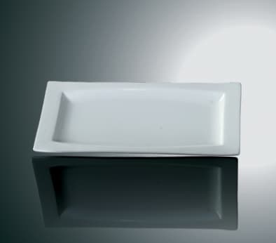 Rektangulær tallerken i porcelæn - Oblong Soft-Shaped - 6-pack