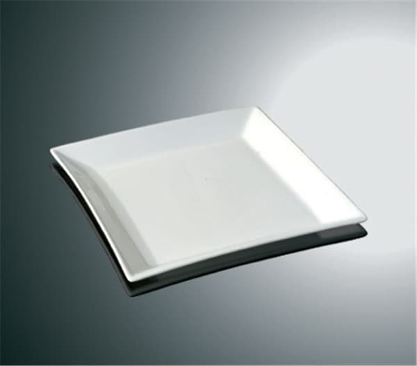 Firkantet porcelænstallerken - skrå kanter - 10 stk.