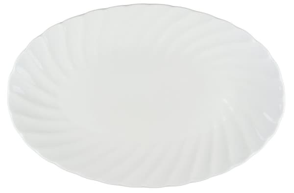 Stor porcelænstallerken med bølget kant - 4 stk.