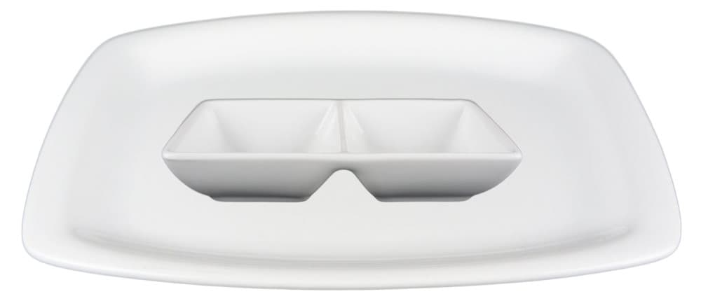 Tallrik Rektangulär Rundad + Skål 2-delad - 8 delar