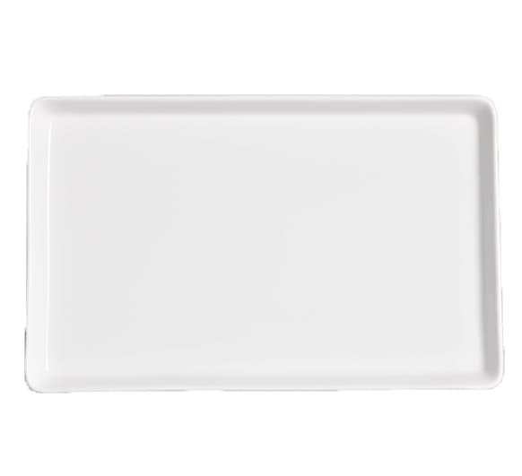 Rektangulær porcelænstallerken - hævede kanter - 4-pakning