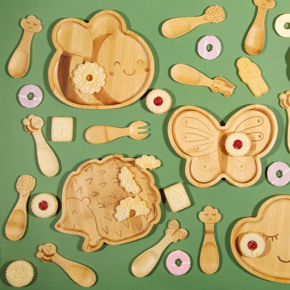 Bambu Igelkott Matset - Bebis Tallrik och 3 Skedar