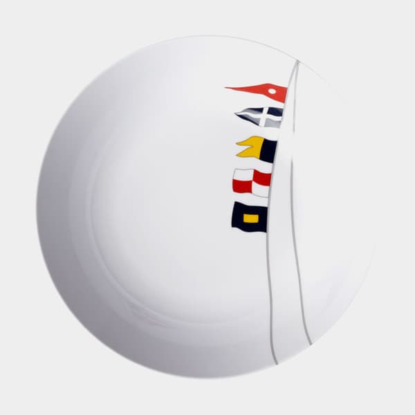 Djupa melamintallrikar Marine Business Regata, non-slip, vit/mönstrad, 19 cm, 6-pack