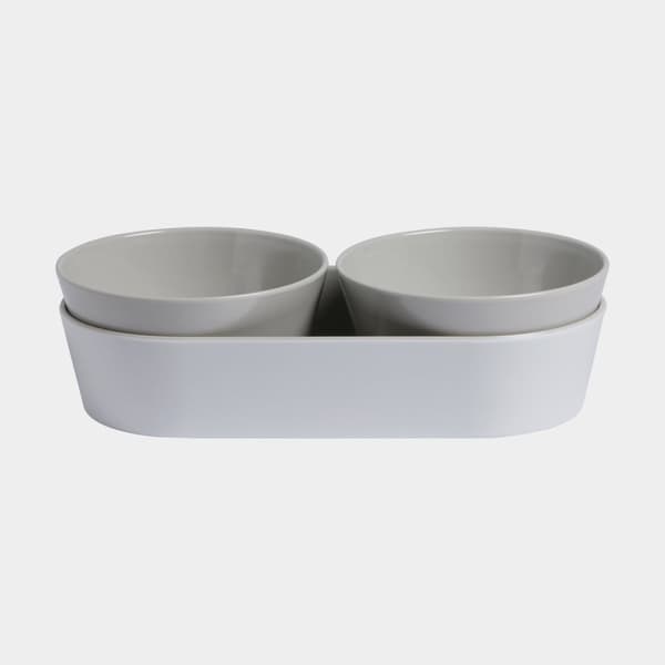 Snackskålar i melamin med bricka Marine Business Bone, beige, 3 delar