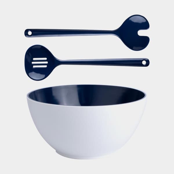 Salladsskål &amp; salladsbestick i melamin Marine Business Blue, blå, 25 cm