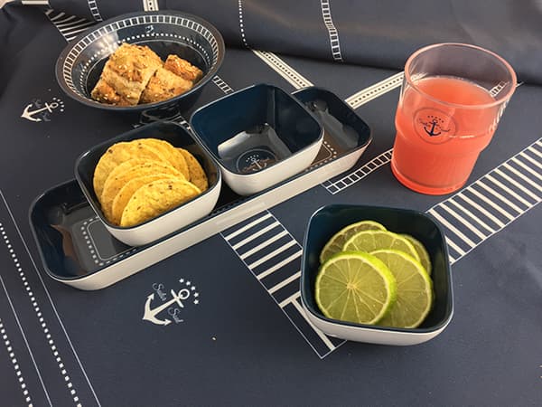 Snackskålar i melamin med bricka Marine Business Sailor Soul, blå, 4 delar