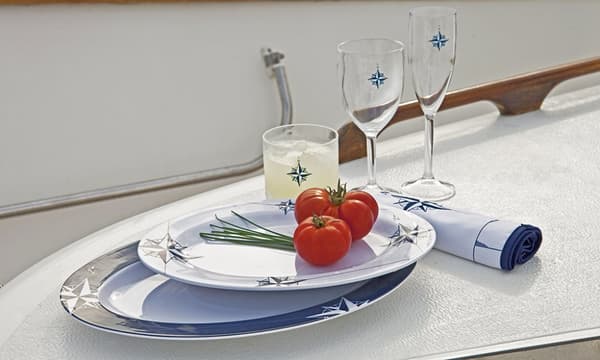 Serveringsfat i melamin Marine Business Northwind, vit/blå, 2 delar