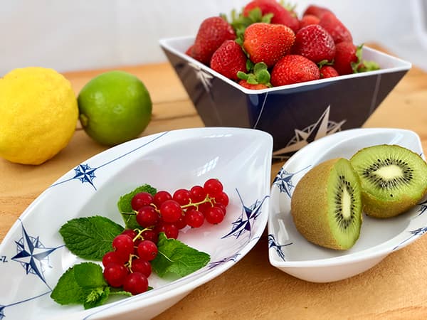 Snackskålar i melamin Marine Business Northwind, vit/blå, 4 delar