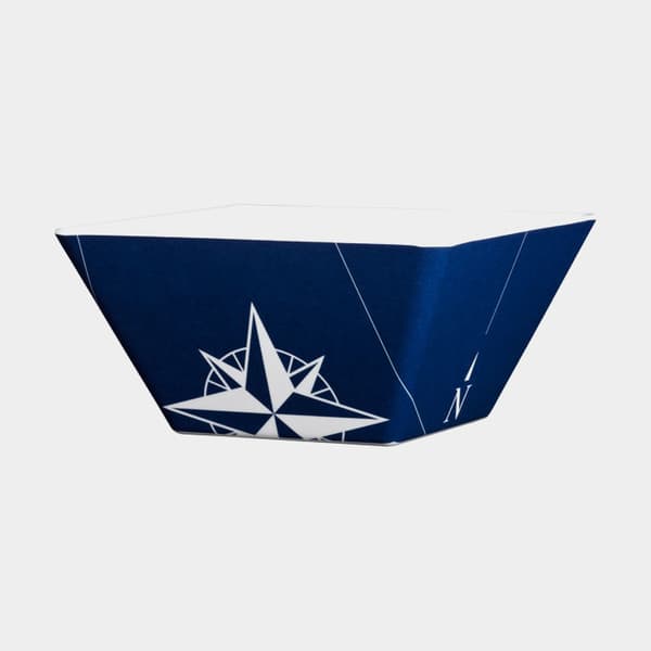 Djupa melamintallrikar Marine Business Northwind Square, non-slip, vit/blå, 15 cm, 6-pack