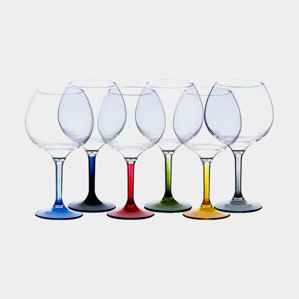 Vinglas i plast Marine Business Party Colors, transparent/flerfärgad, 65 cl, 6-pack