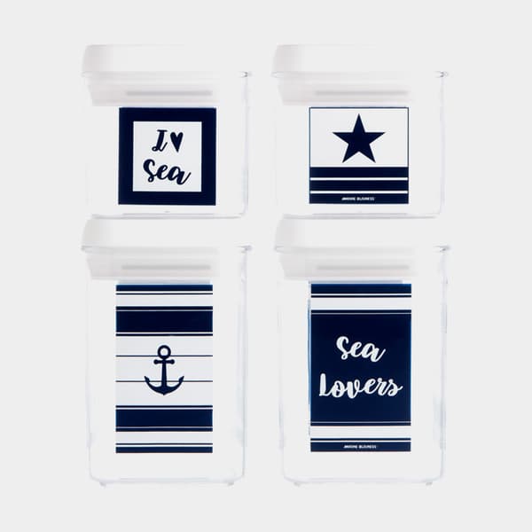 Förvaringsburkar i plast Marine Business Canisters Sea Lovers, transparent, 4-pack
