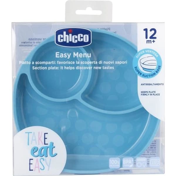Chicco Take Eat Easy Tallrik med sugkopp +12m Blå - Babyservis - Pojke