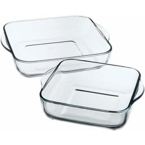 Set med Ugnsfasta Formar Pasabahce 1690037 Transparent Glas 1 L (2 Delar)