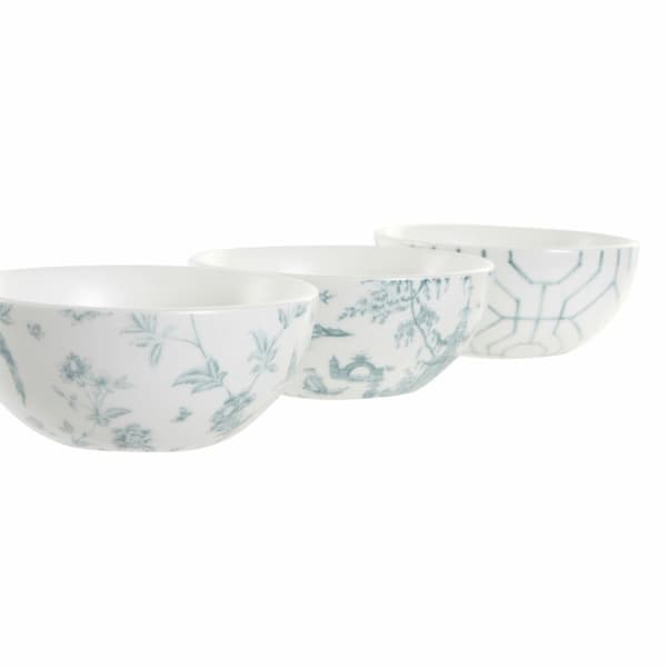 Tilltuggsset DKD Home Decor Vit Marinblå Porslin Akaciaträ Plast Orientalisk 4 Delar 30 x 9,5 x 1,3 cm