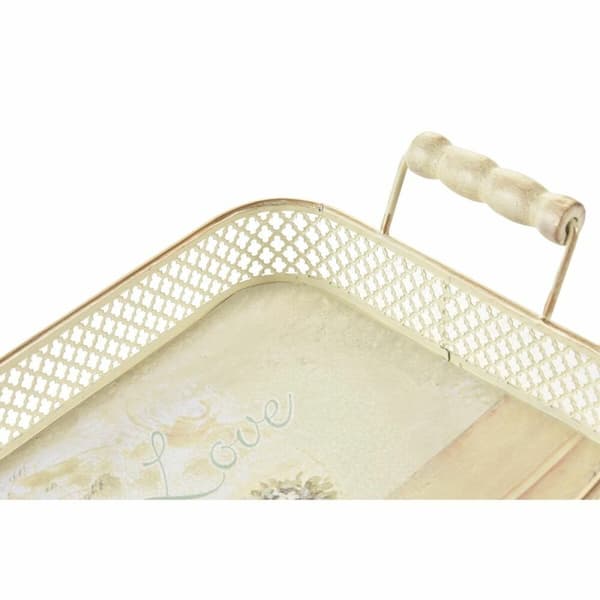 Uppsättning med Brickor DKD Home Decor Rosa Metall Aluminium 8 cm 40 x 21 x 8 cm (3 antal)