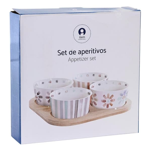 Snacksbricka DKD Home Decor 19,7 x 19,7 x 1 cm Multicolour Stengods